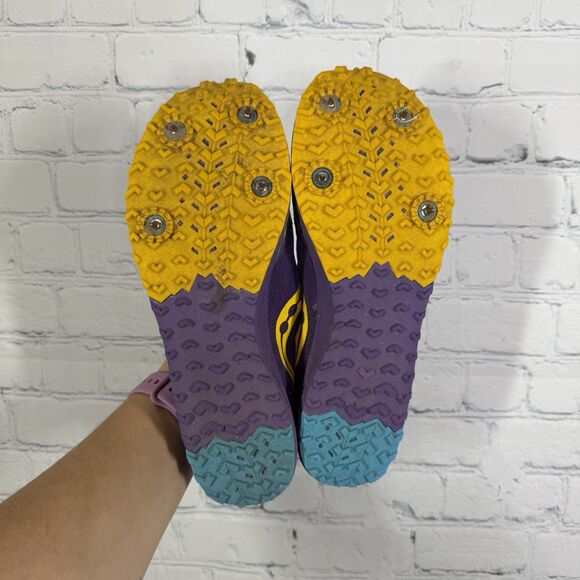 Saucony Kilkenny XC9 Spike Sneaker Women’s Size 8.5 Purple Yellow Running Shoes - Picture 9 of 15